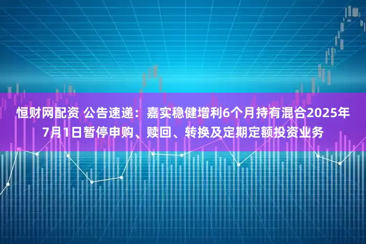 恒财网配资 公告速递：嘉实稳健增利6个月持有混合2025年7月1日暂停申购、赎回、转换及定期定额投资业务